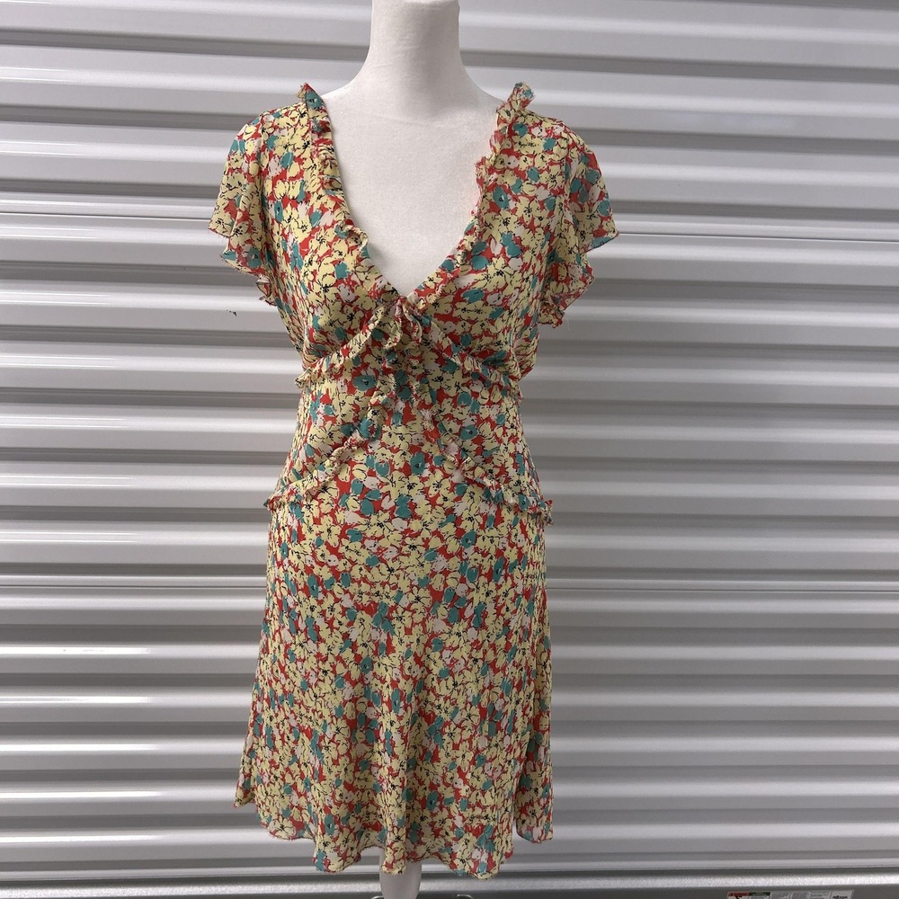 M.S.S.P. Dress Womens M Floral Babydoll Empire Ruffle whimsical feminine y2k vtg